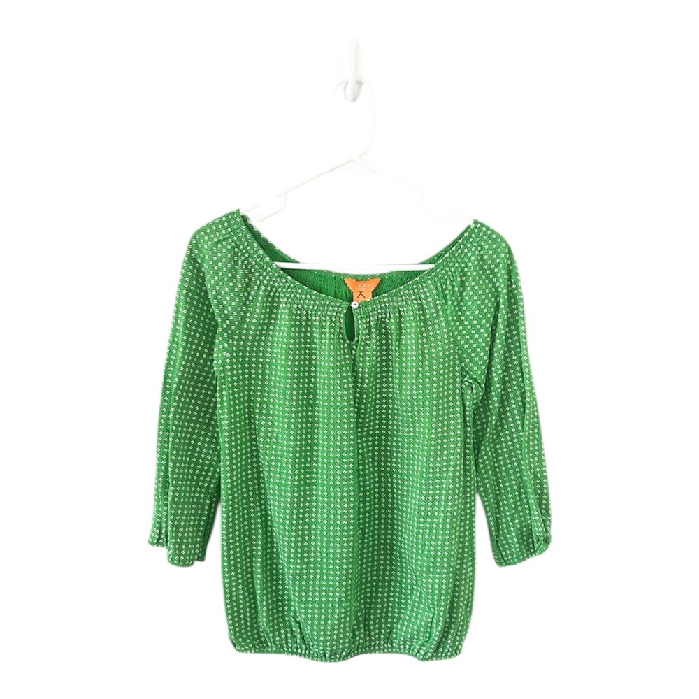 Joe Fresh Green White Peasant Style Top Size‎ Medium